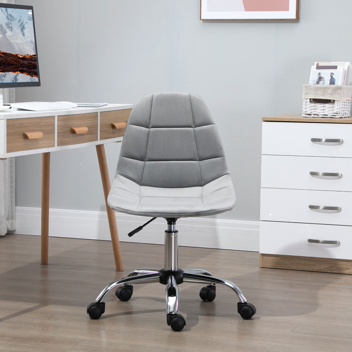 Ergonomic Office Chair with Adjustable Height for Home Office, Grey Vinsetto