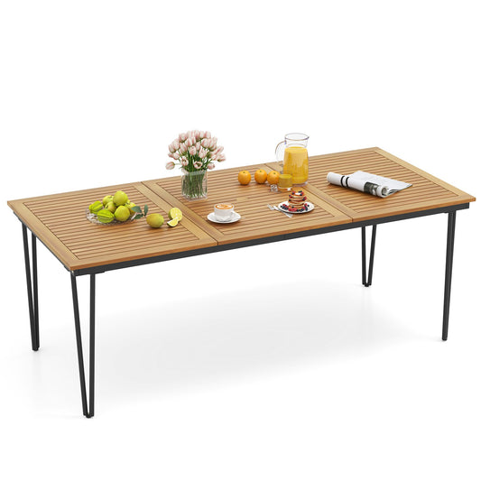 200 x 90cm Outdoor Dining Table with Metal Legs for Garden  Poolside