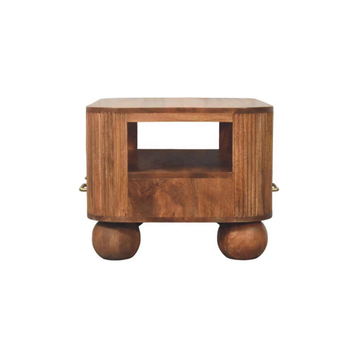 Artisan Furniture Solid Wood Briarwood Fluted Coffee Table, 2 Drawers, 1 Shelf, Beige