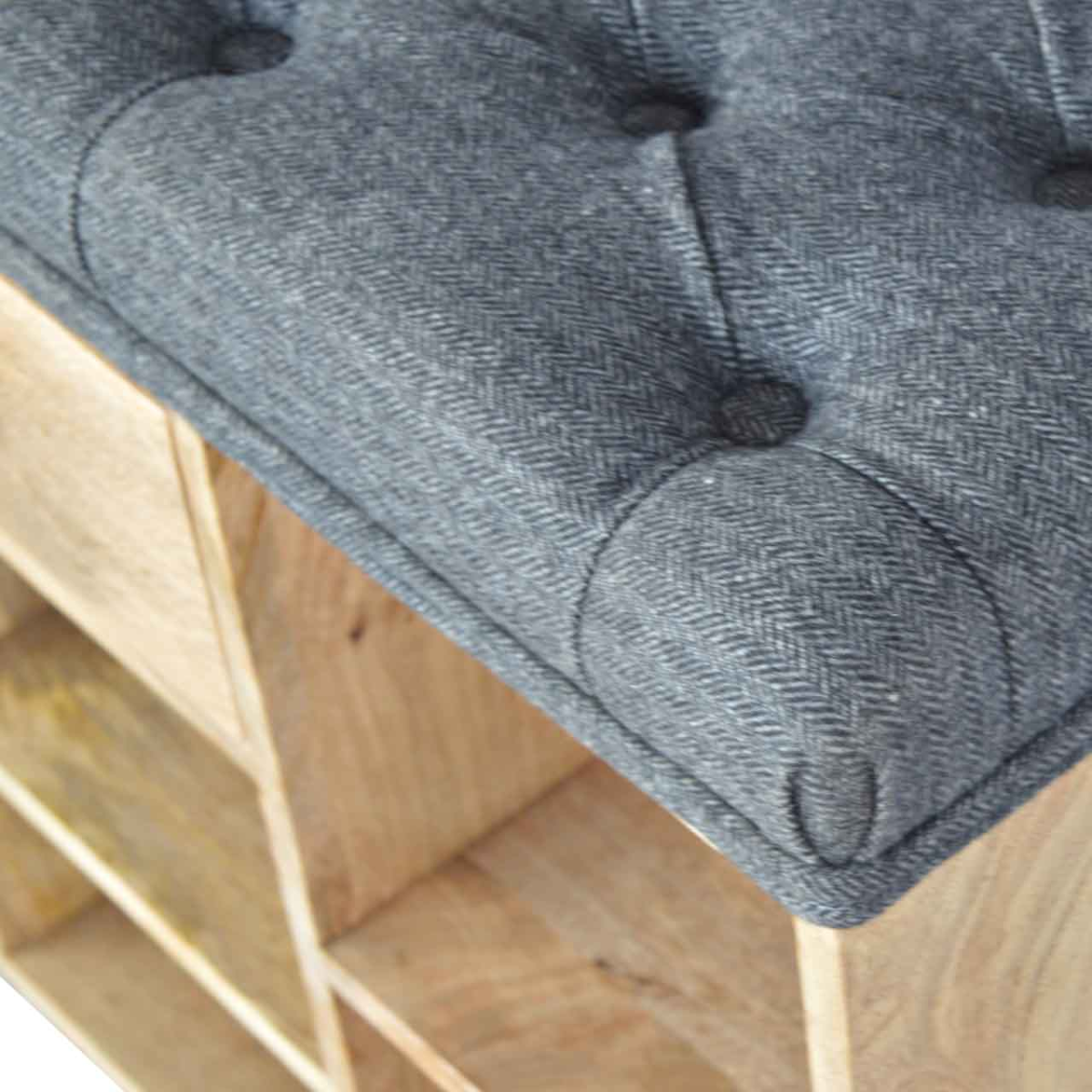 Artisan Furniture Solid Wood Black Tweed 1 Drawer Bench