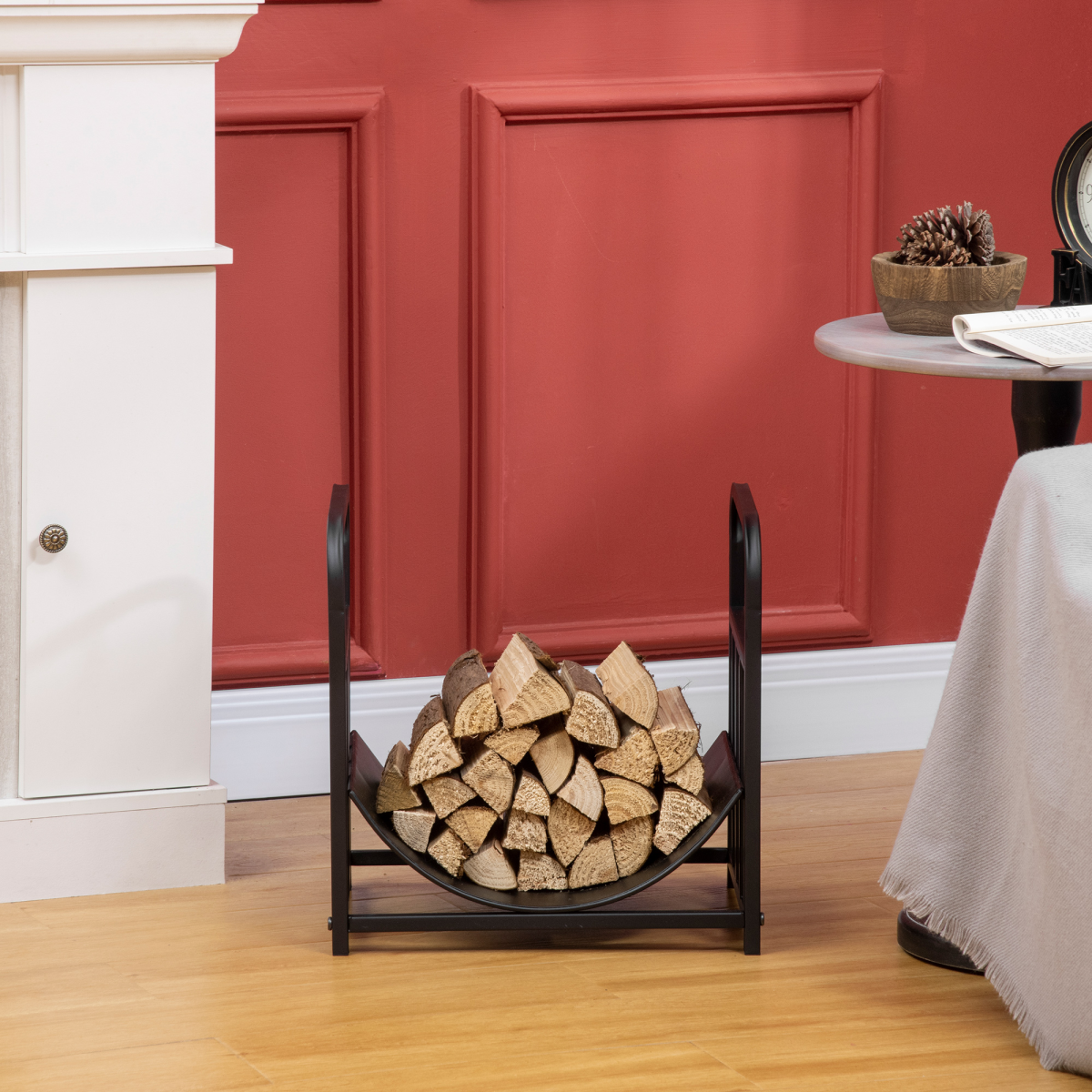 Firewood Log Rack Curved Log Holder Wood Storage Handles Rack Bear Shape