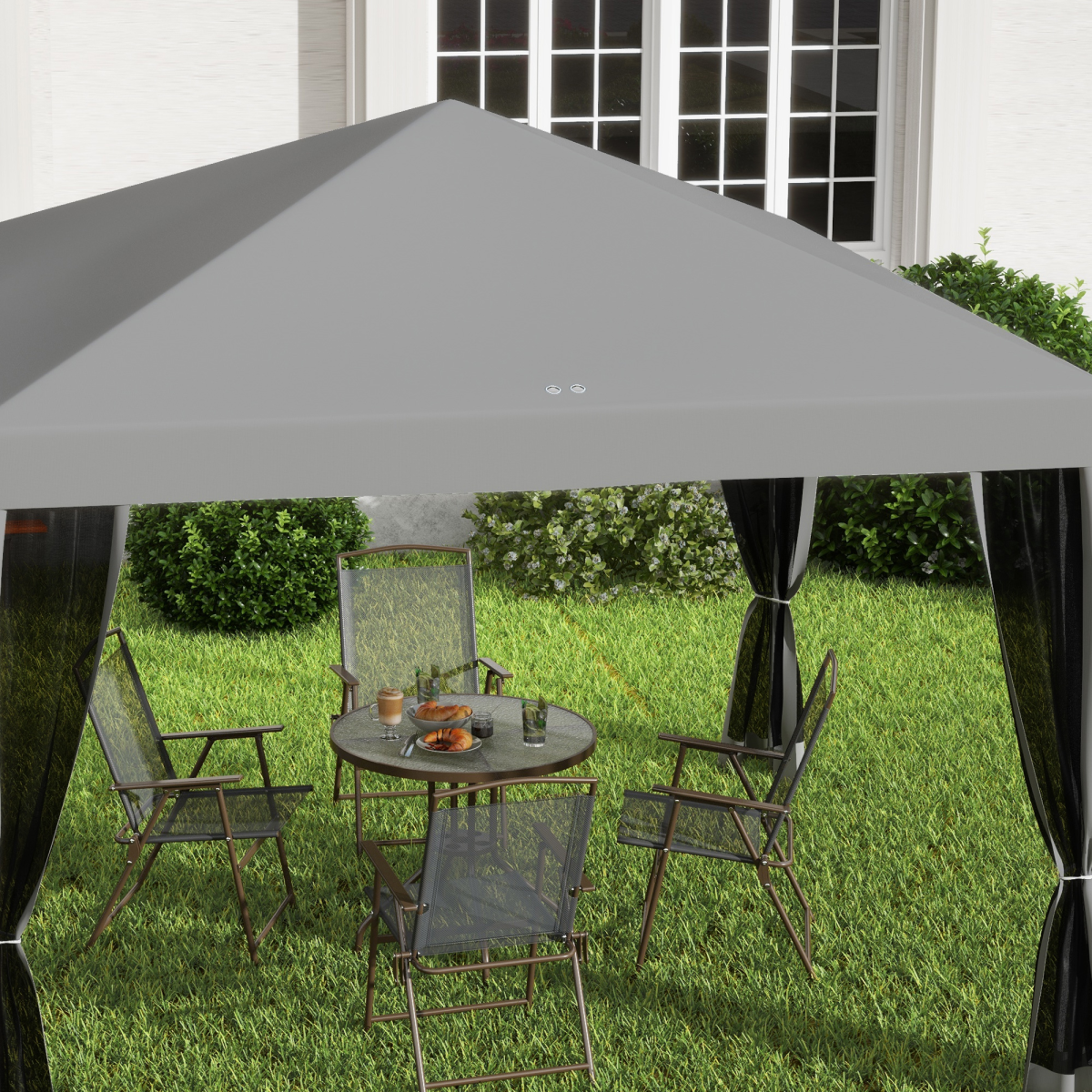 Heavy Duty Pop Up Gazebo with Removable Mesh Sidewall Netting Gray
