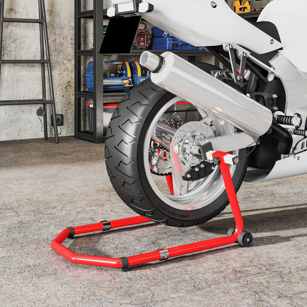 HOMCOM Motorcycle Stand, 390 kg Front/Rear Paddock Stand, Red