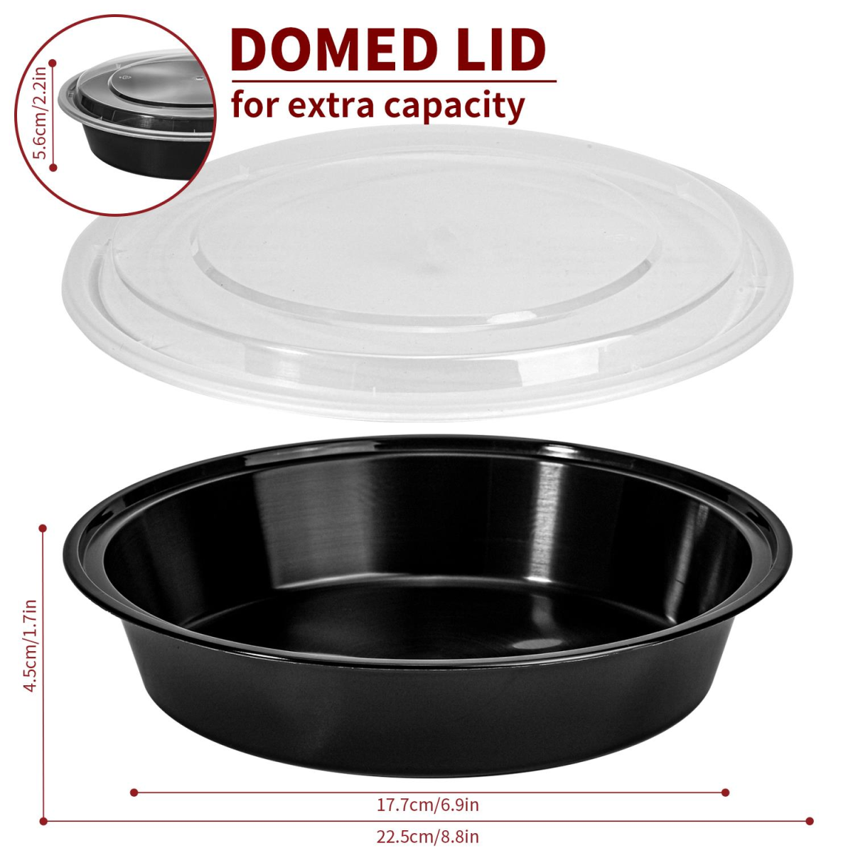 VINSANI 20pk ROUND 1 COMPARTMENT MEAL PREP CONTAINERS 1010493
