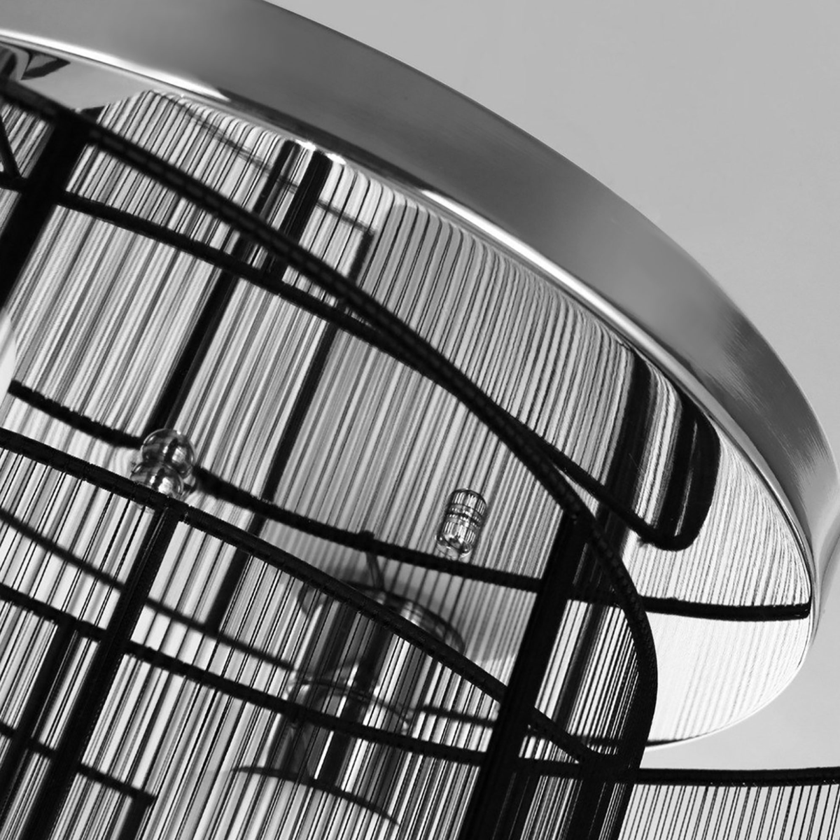 Chandelier, ?40x25H cm, Chrome/Fabric-Black