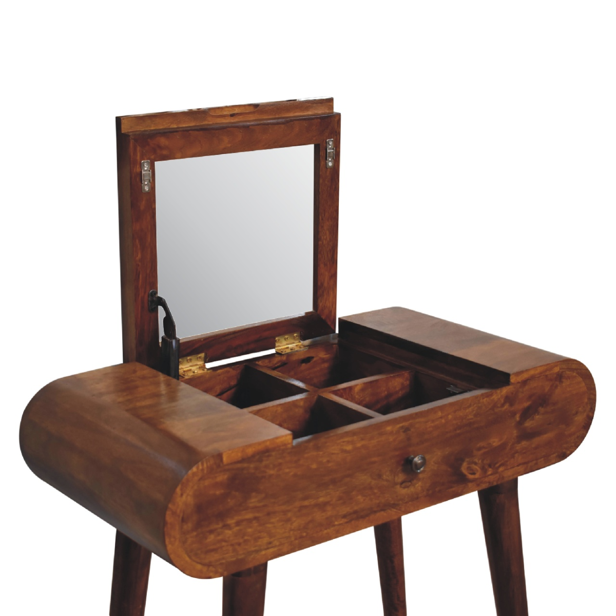Artisan Furniture Solid Mango Wood Mini Round Chestnut Fold Vanity