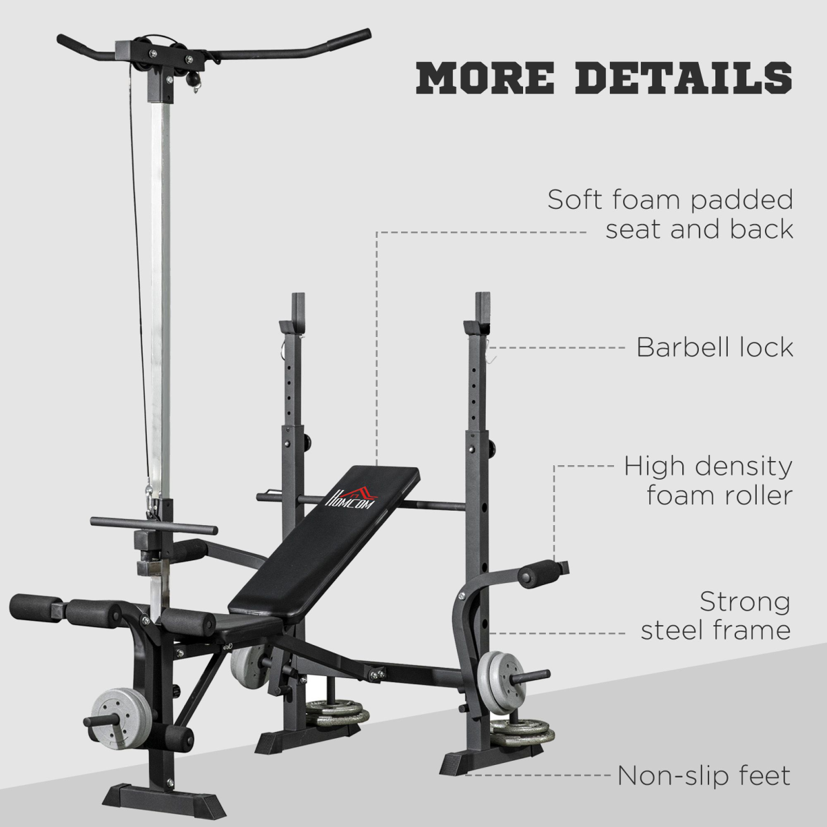 HOMCOM Adjustable Weight Bench Multifunction Full Body Workout Bench