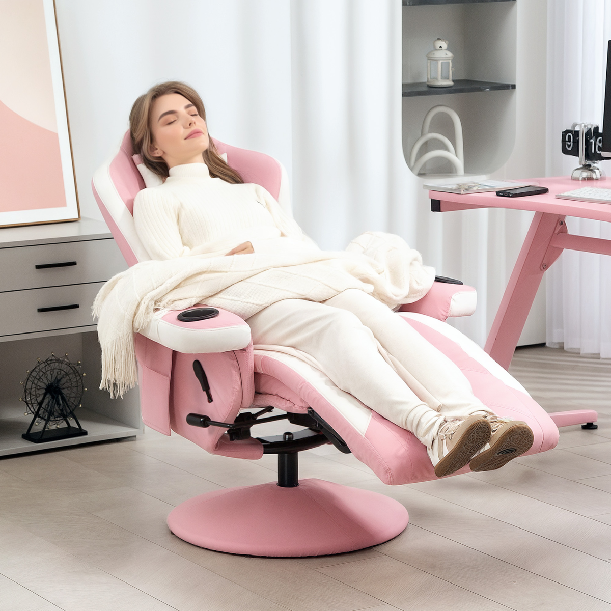 HOMCOM Manual Recliner Armchair PU Sofa Chair w/ Footrest & 135° Reclining