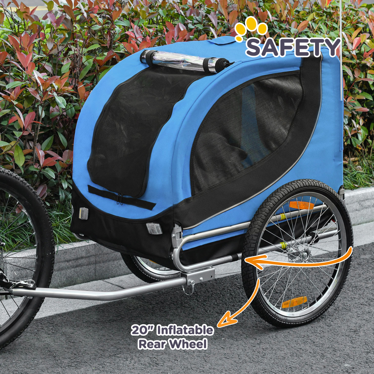 Dog Bike Trailer Pet Cat Carrier for Small Medium Puppy Travel Black and Blue