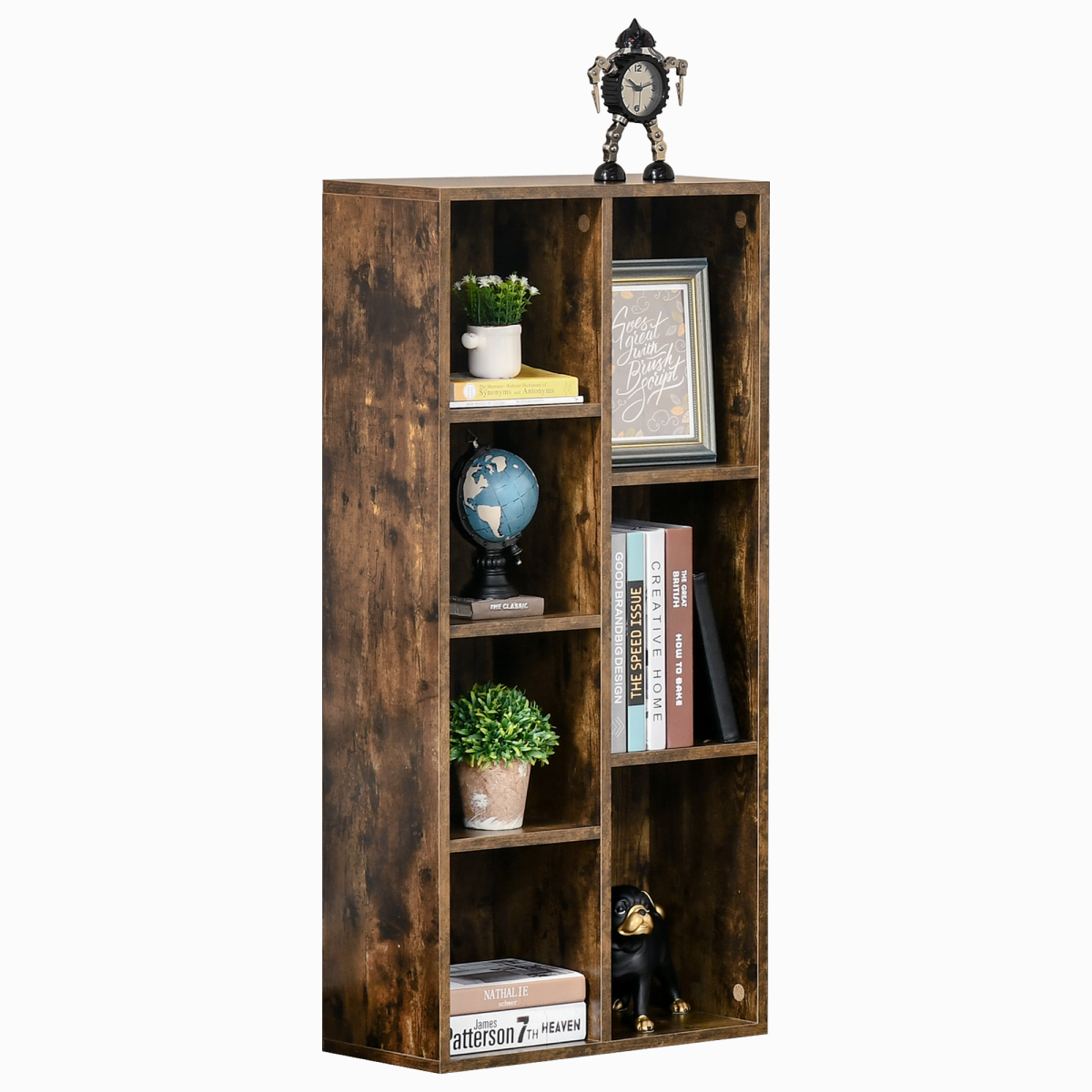 Bookcase IndustrialDisplay Cabinet Cube Storage Rustic Brown