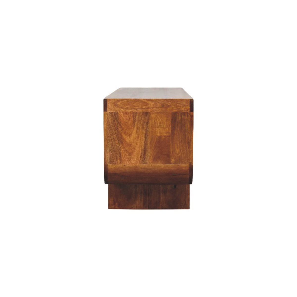 Artisan Furniture Solid Wood Orion Curved Chestnut Media Unit, 3 Open Shelves, Dark Brown