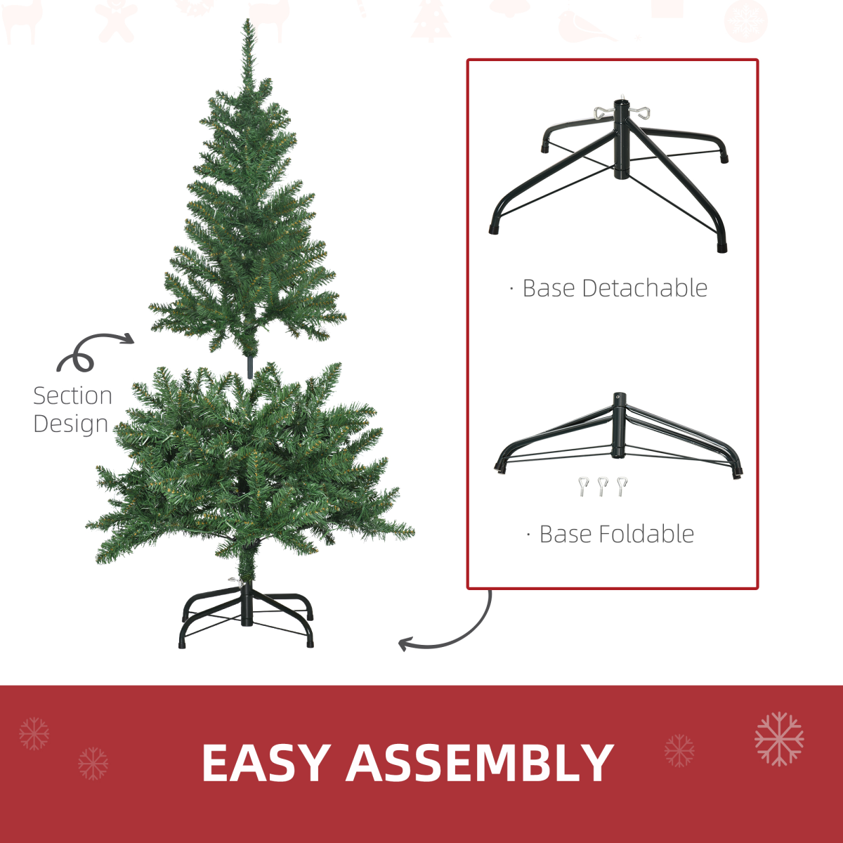 4 Feet Christmas Tree Warm White LED Light Holiday Home Decoration, Green