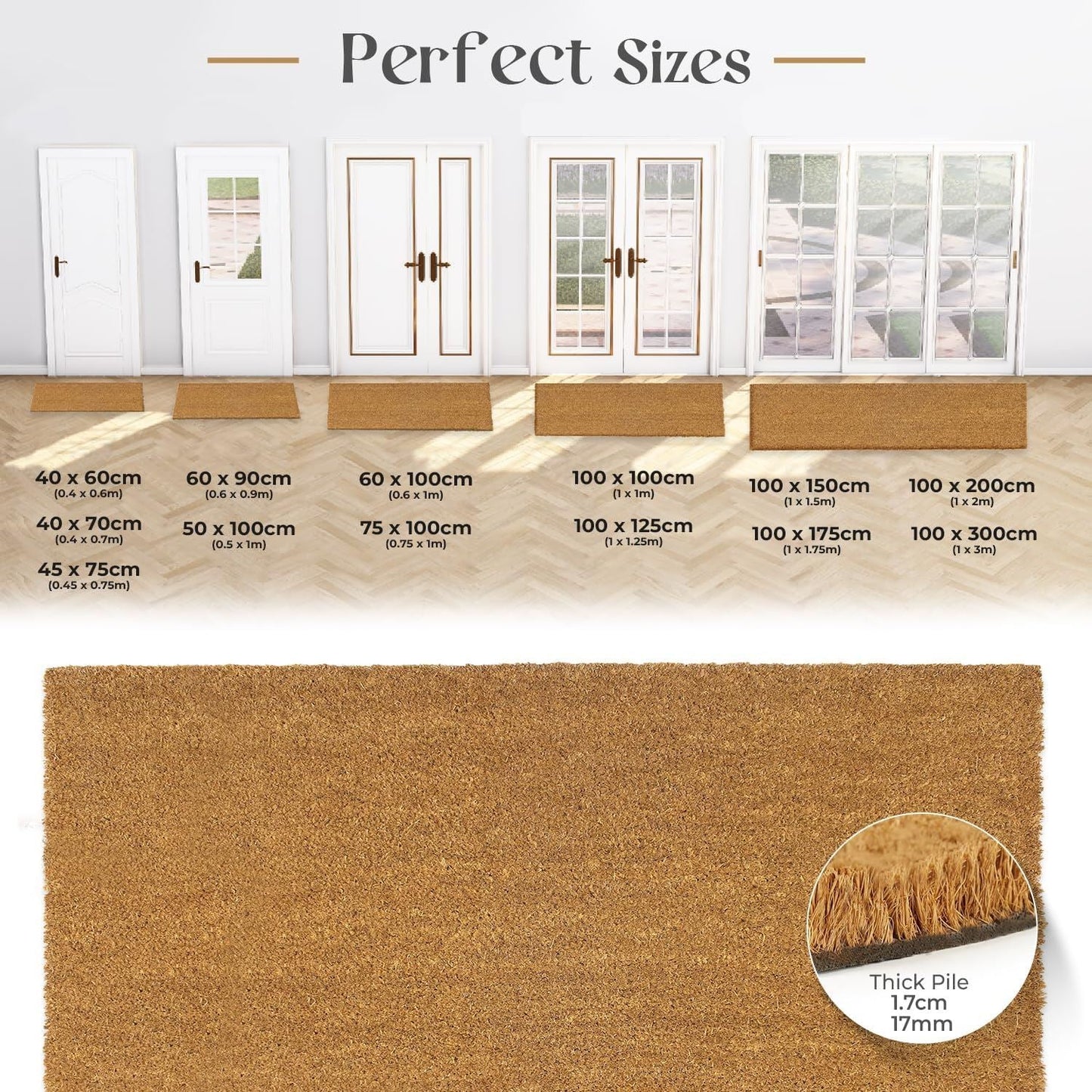 Plain Coir 100cm x 125cm - Brown