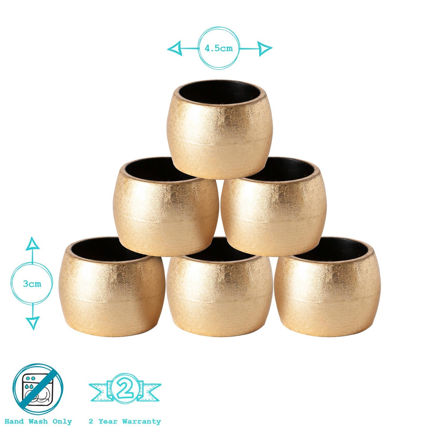 Metallic Blue Melamine Napkin Rings - Pack of Six