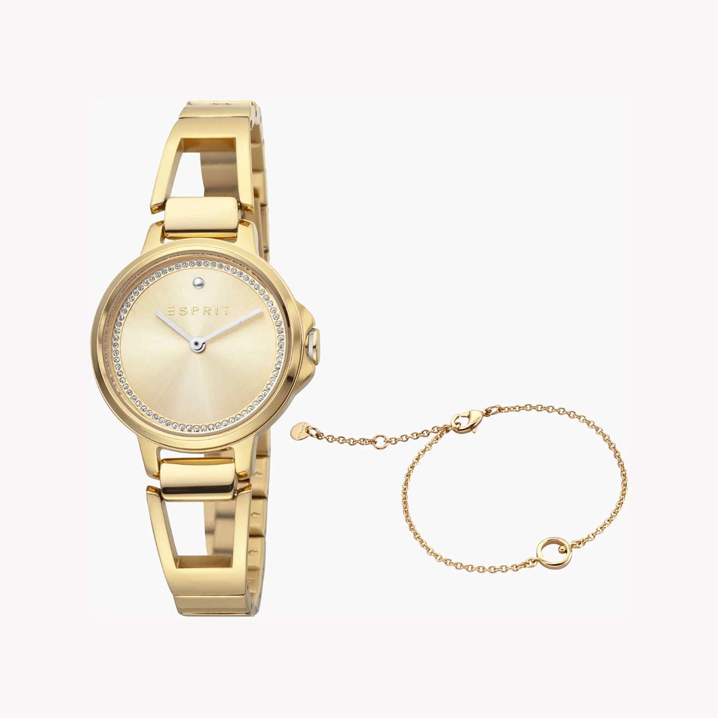 Esprit Women's Gold Stainless Steel Watch, Champagne Dial Es1l098m0045