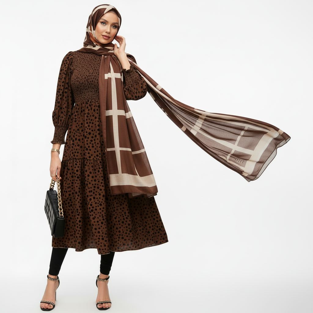 Women's Leopard Print Long Sleeve Dress