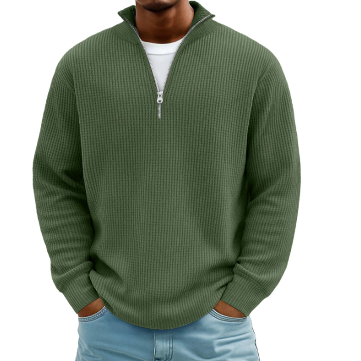Men's Hoodie Waffle Knit Pullover