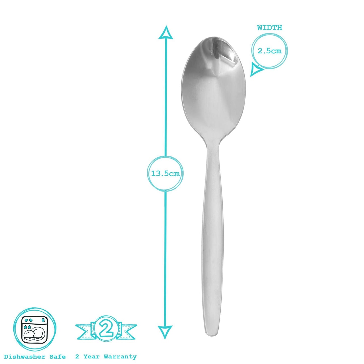 Classic Stainless Steel Teaspoons - Pack of 6