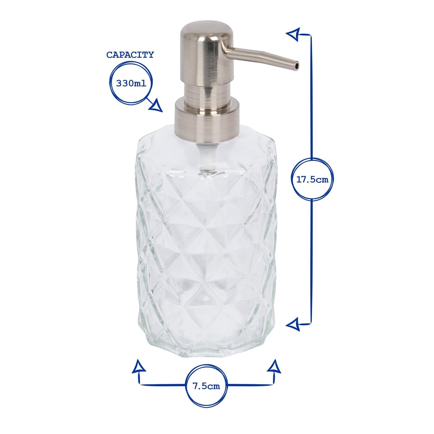 2pc 330ml Prism Glass Soap Dispenser Set with Bamboo Tray