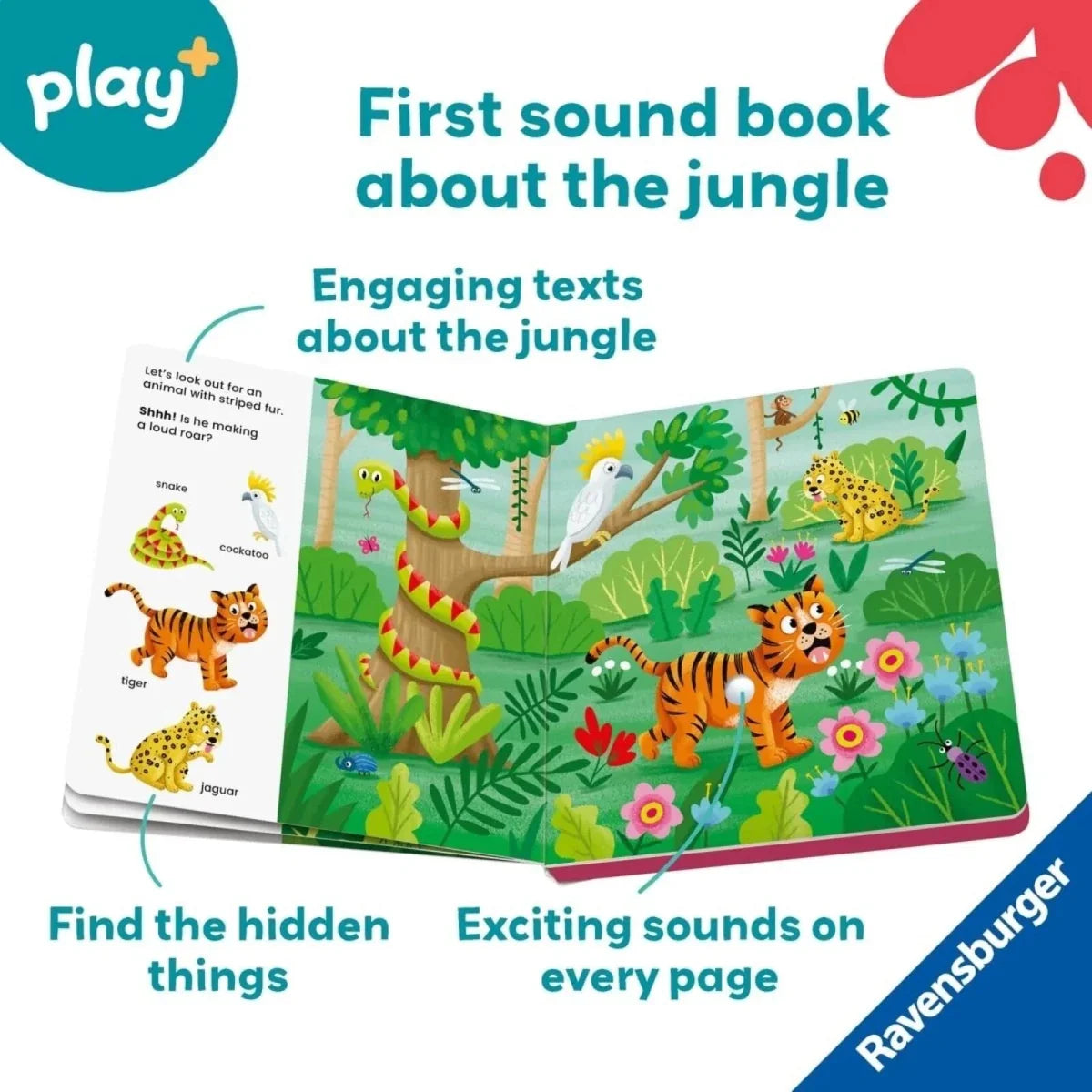 Play+ Shh... Who's there? Jungle Animals Book with Sounds
