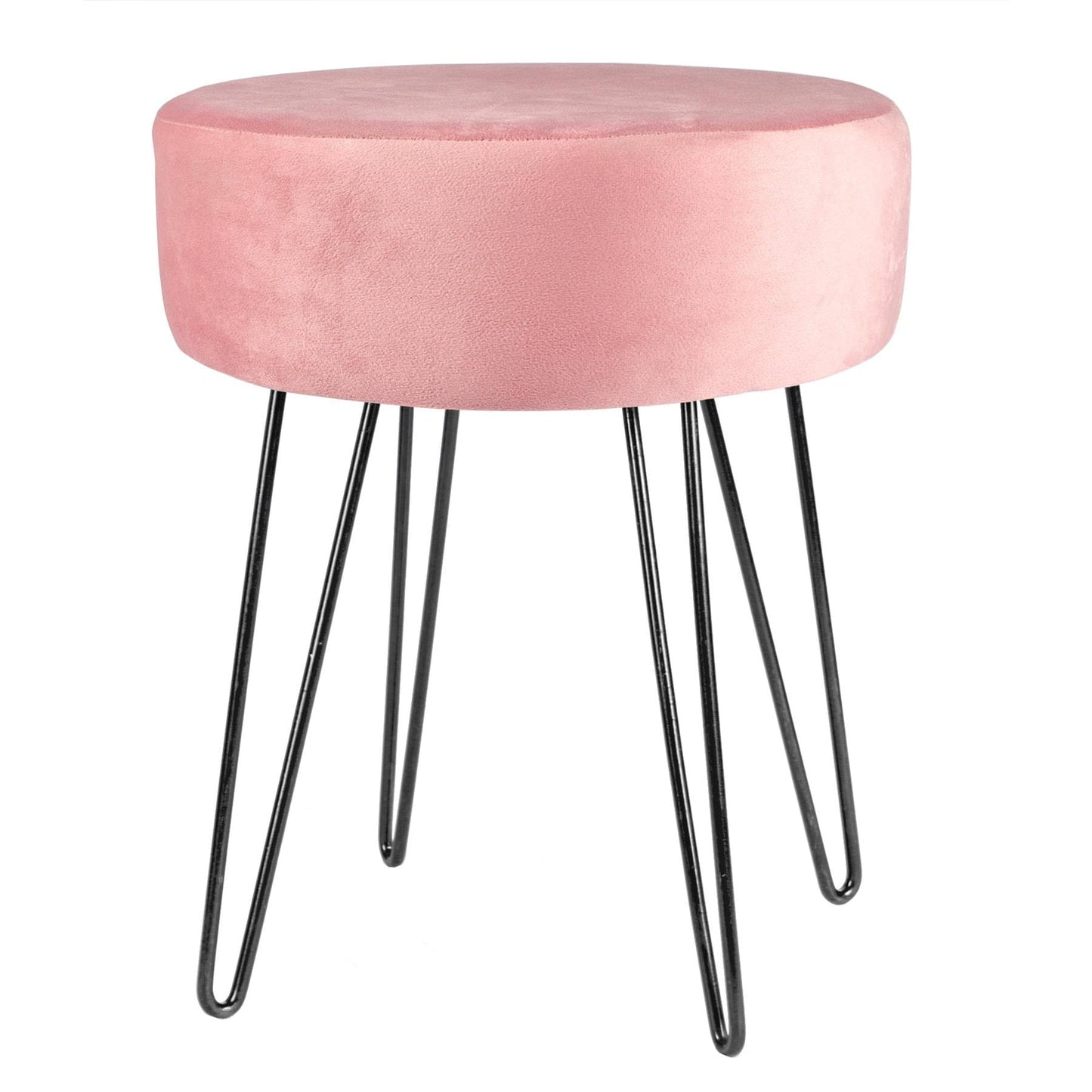 Pink Round Velvet Footstool