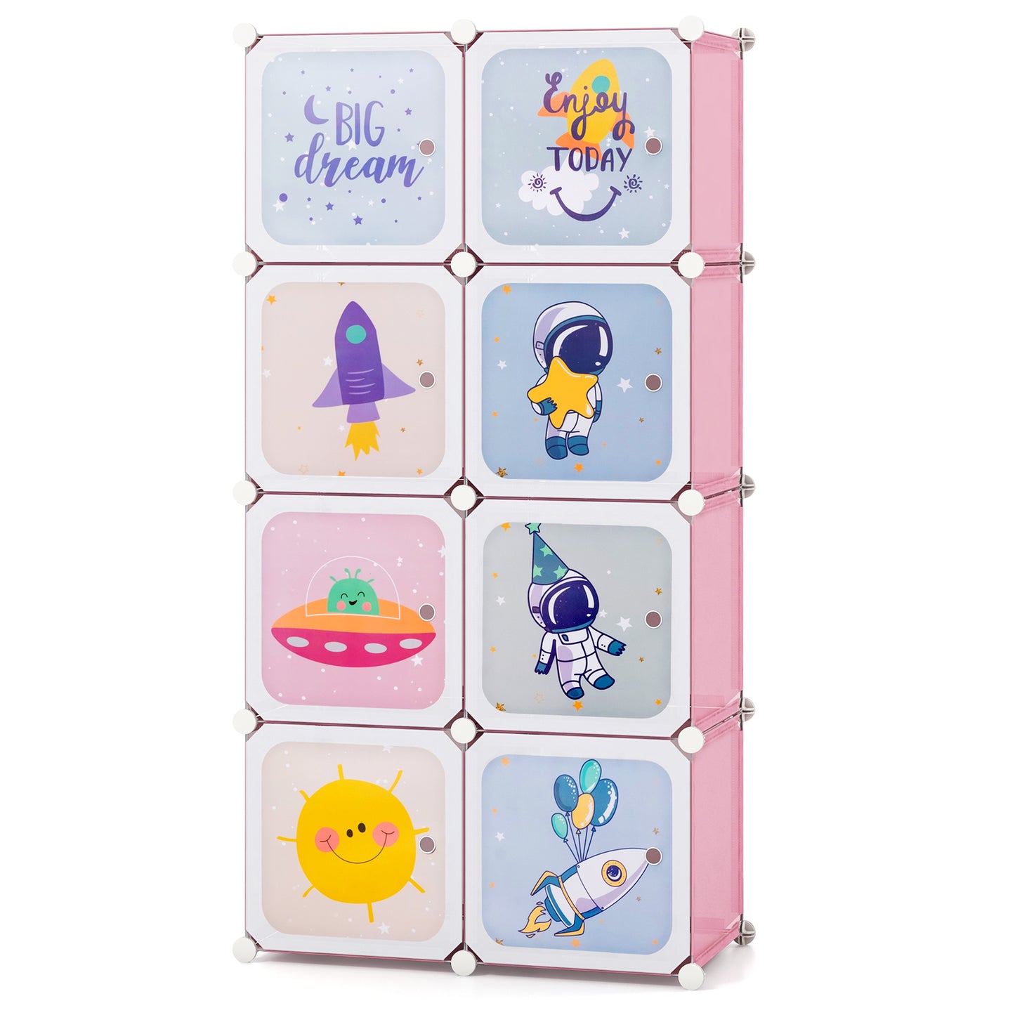 8-cube Baby Closet Organizer with Doors and Hanging Section-Blue