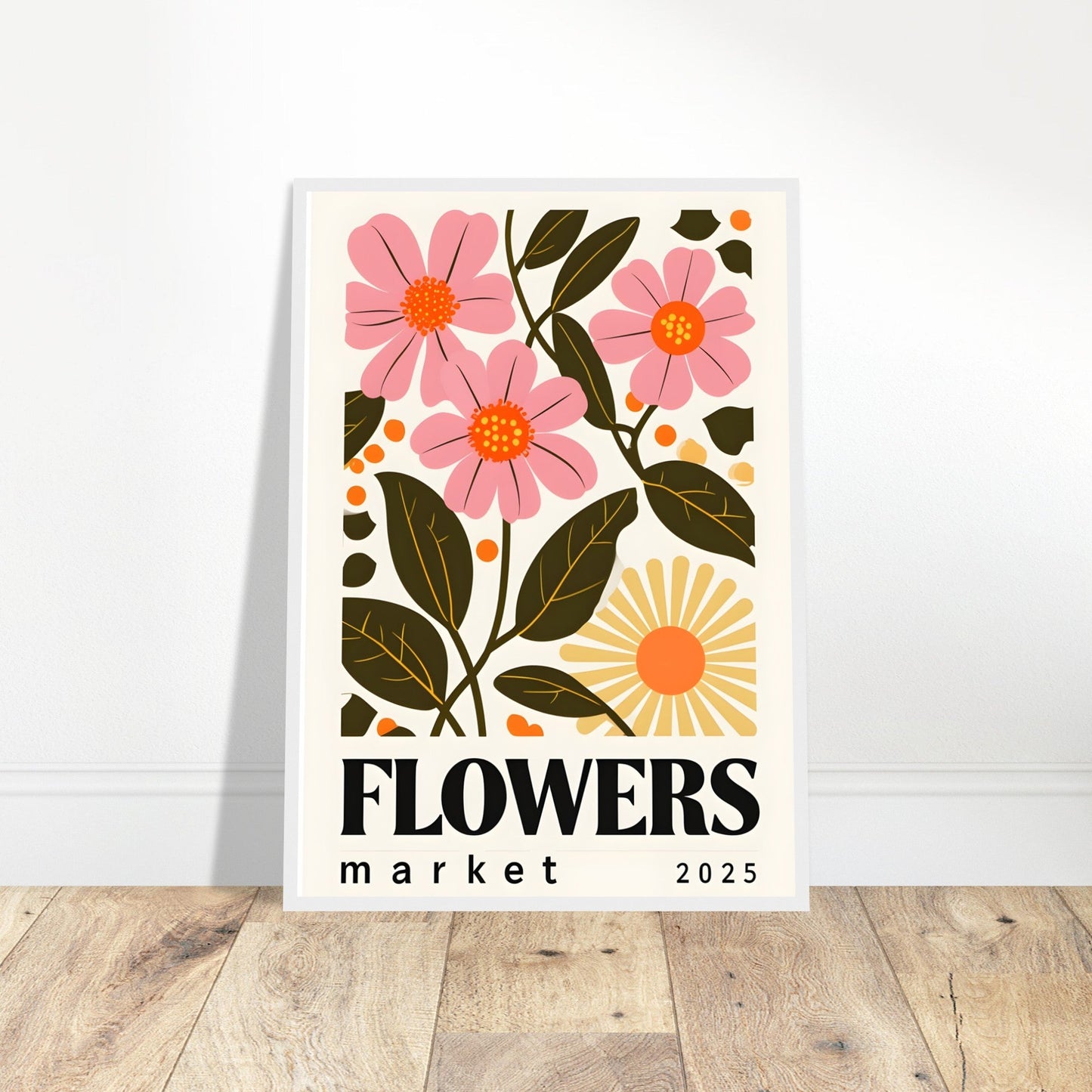 Minimalist Flower & Typography Framed Poster – Modern Floral Wall Art