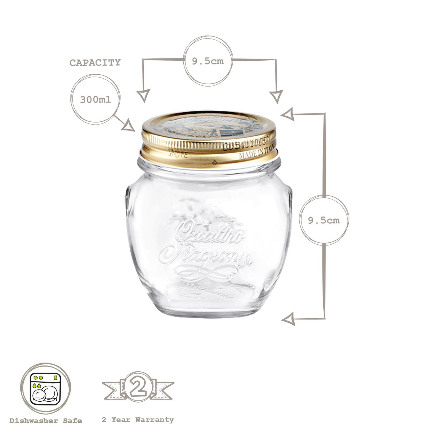 300ml Quattro Stagioni Amphora Glass Storage Jar