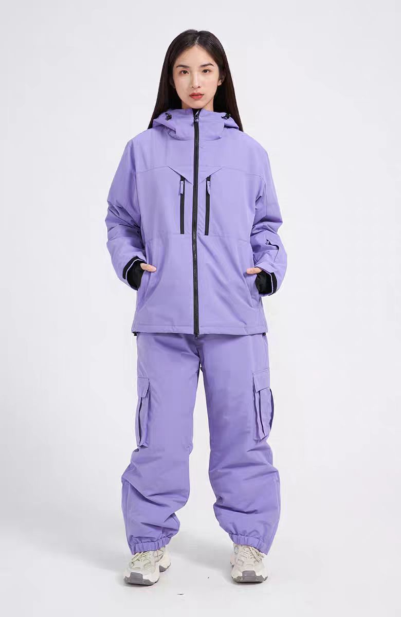 White Padded Waterproof Modest Biker Suit - Loose-Fitting Outdoor Top & Pants