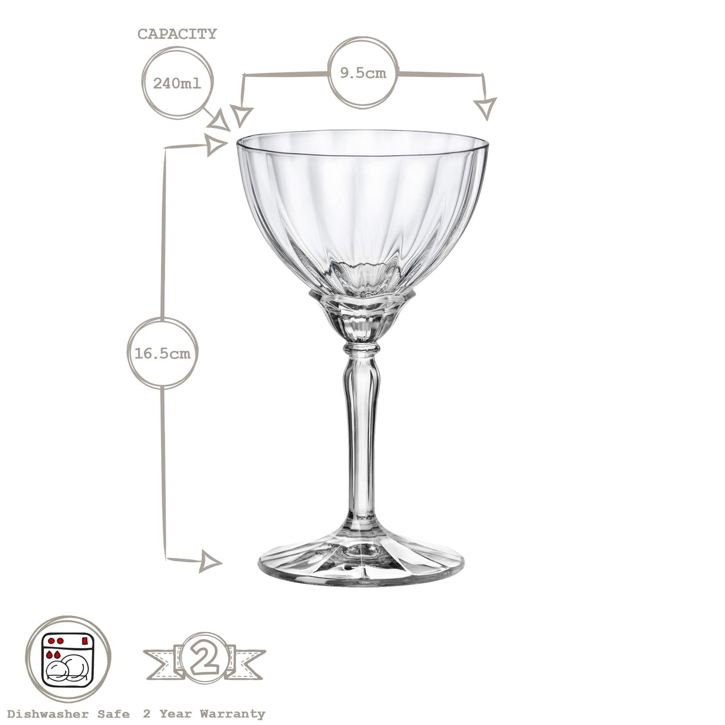 240ml Blue Florian Champagne Saucers - Pack of Six
