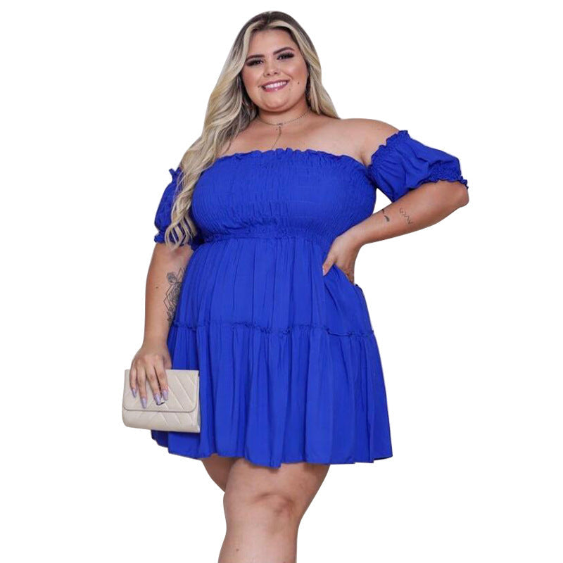 Women's Slimming Defined-Waist Asymmetrical Plus-Size Dress