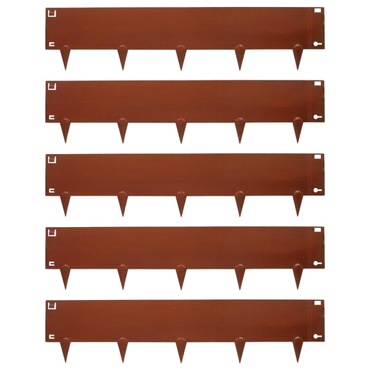 5pc Steel Lawn Edging Set - 5m x 16cm