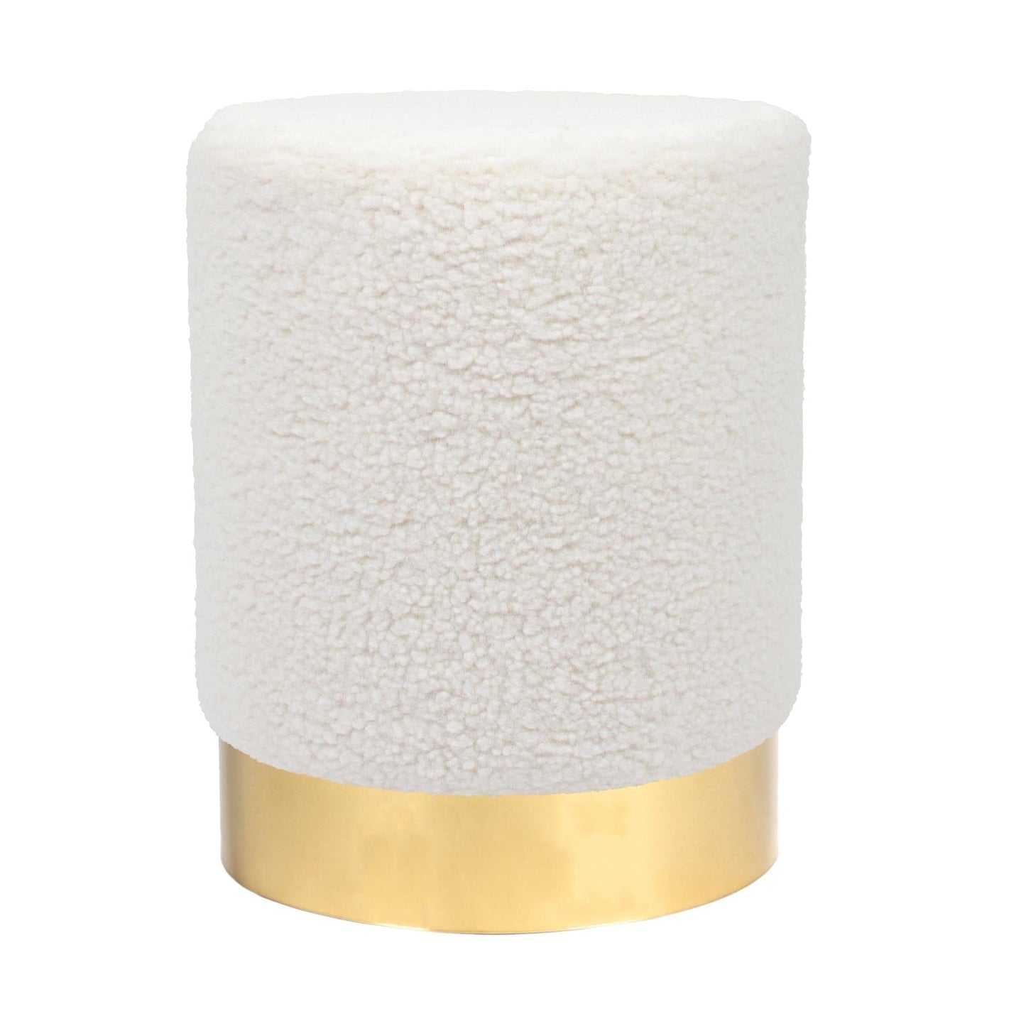 Cream H36 x D29cm Round Boucle Footstool