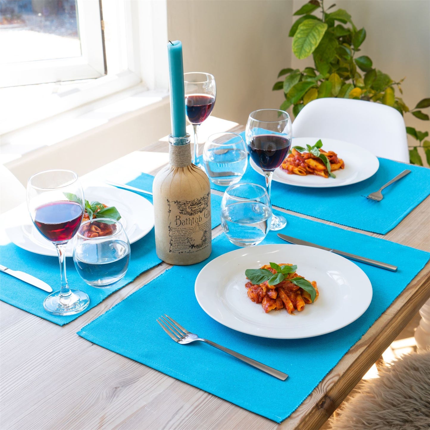 Ribbed Cotton Placemats with Table Runner