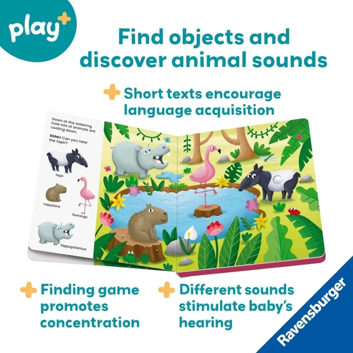 Play+ Shh... Who's there? Jungle Animals Book with Sounds