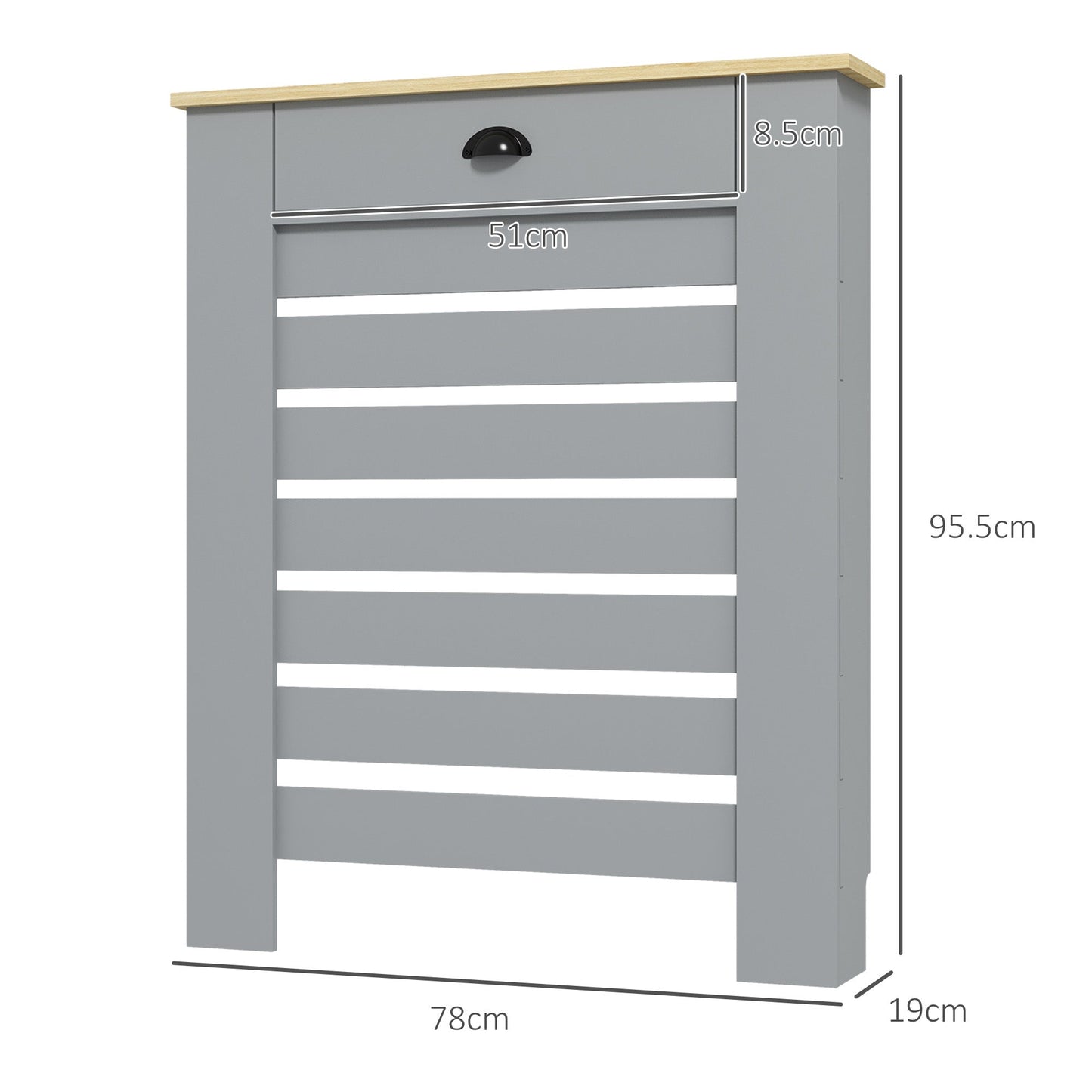 HOMCOM Radiator Cover with Drawer, Horizontal Slat, 78cm