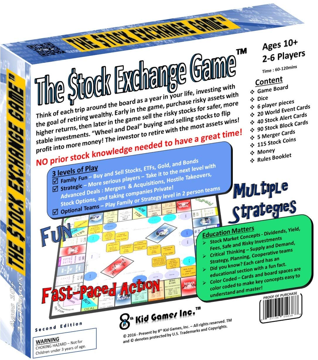 8th Kid Games Stock Exchange Game – Real Market Action Made Easy, Educational & Fun for Families
