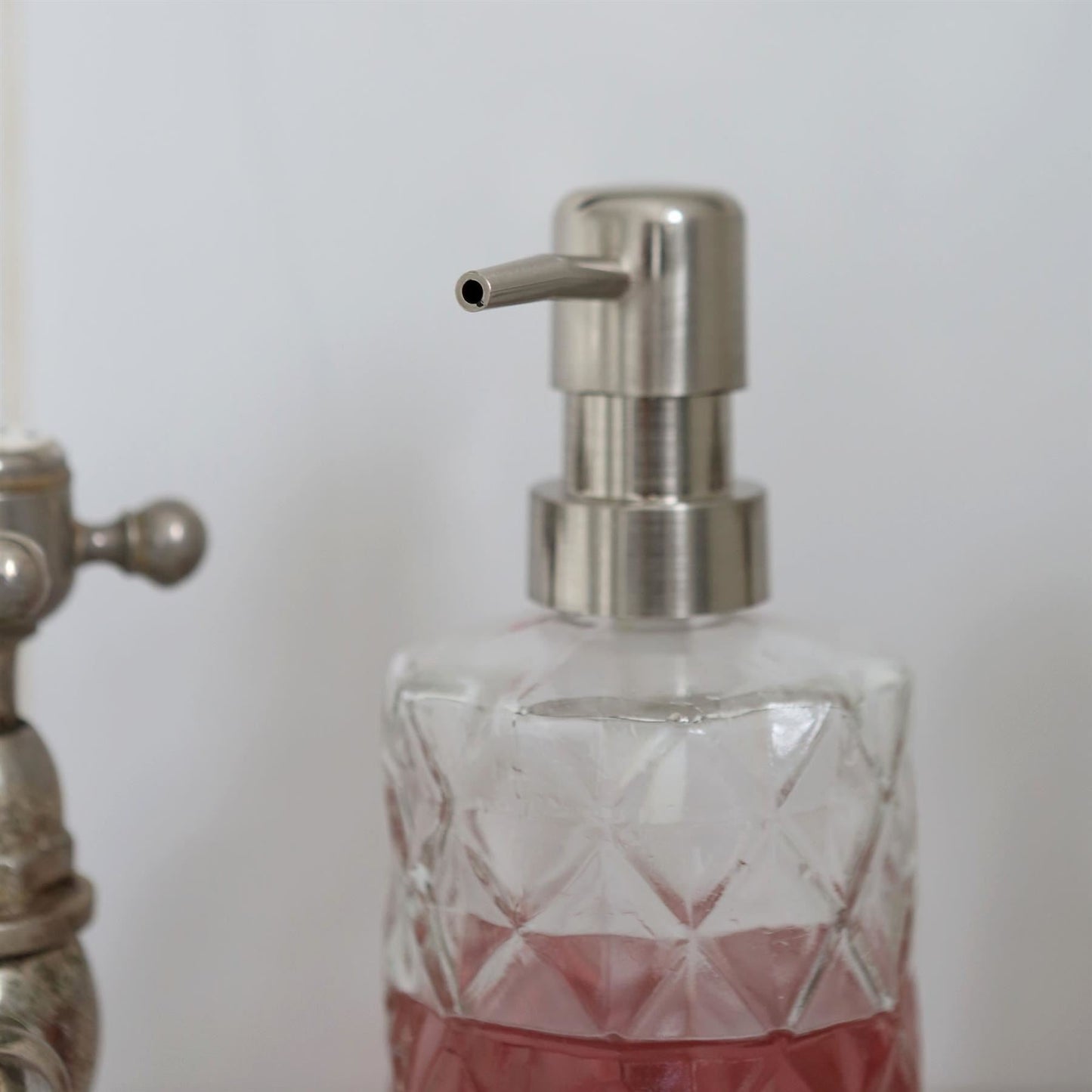 2pc 330ml Prism Glass Soap Dispenser Set with Bamboo Tray