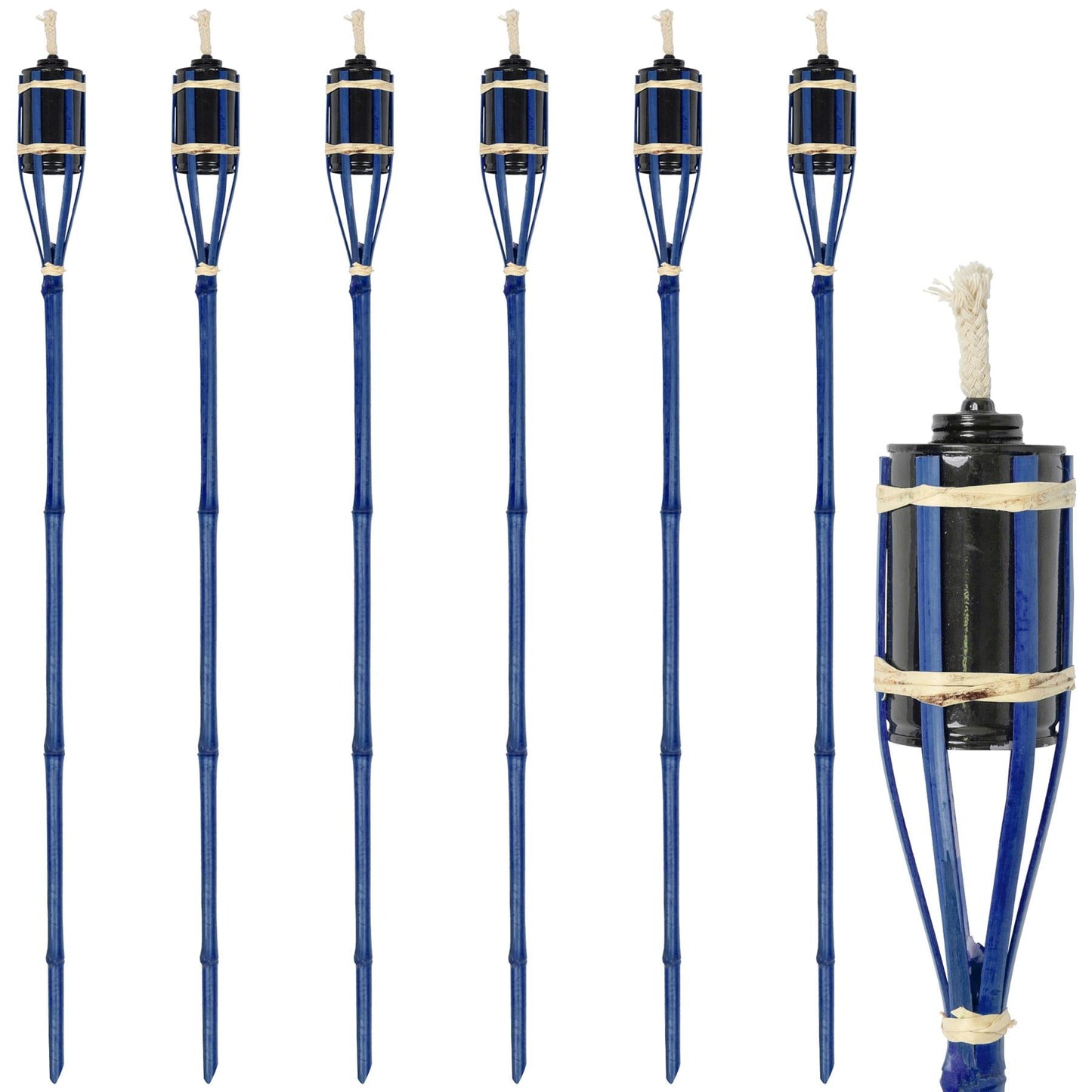 Blue Bamboo 113cm Garden Fire Torches - Pack of Six