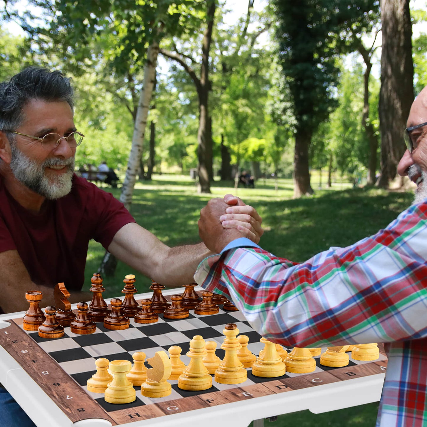 90 CM Folding Chess Table with Removable Table Mat