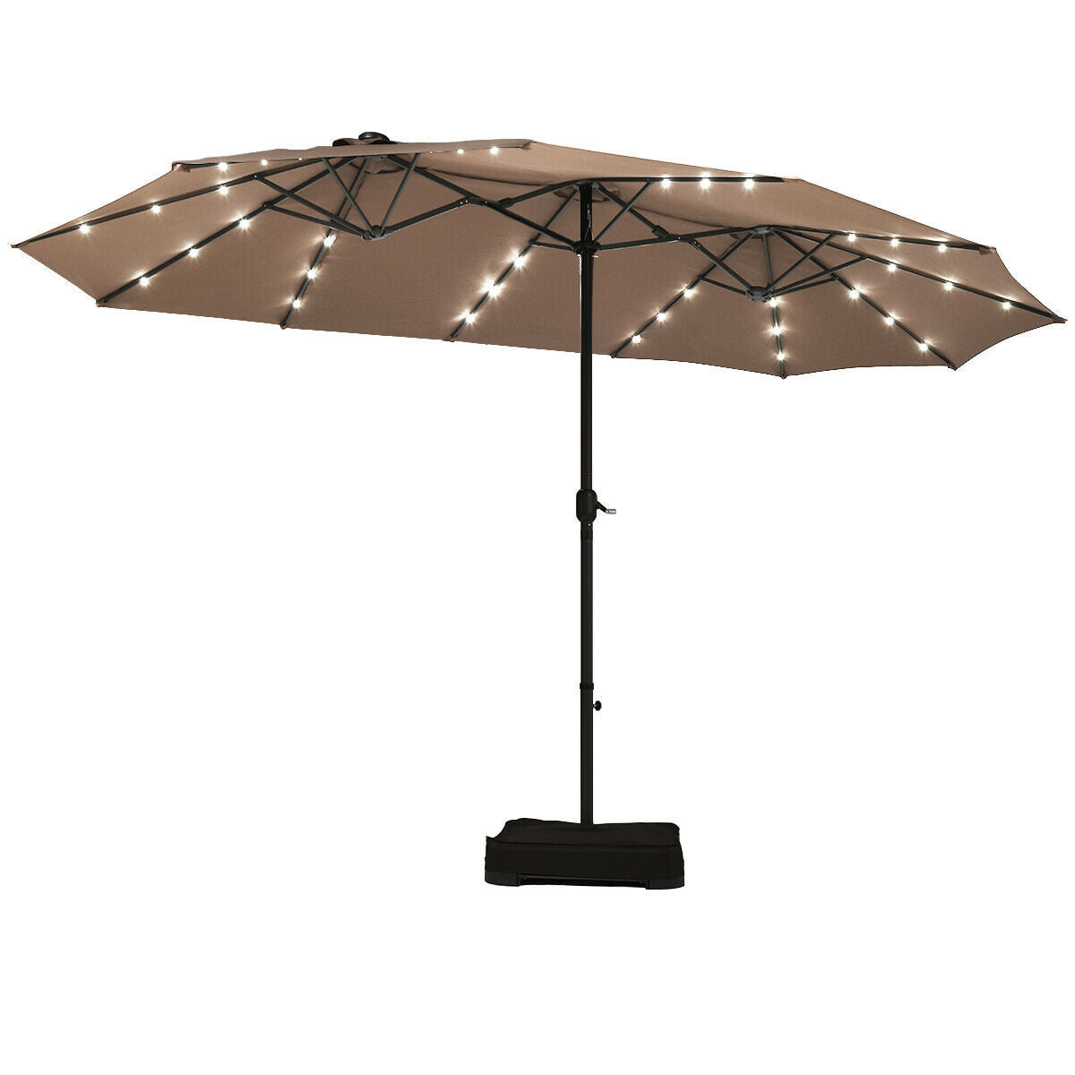 Extra Large LED Patio Double-Sided Umbrella Crank Parasol-Orange