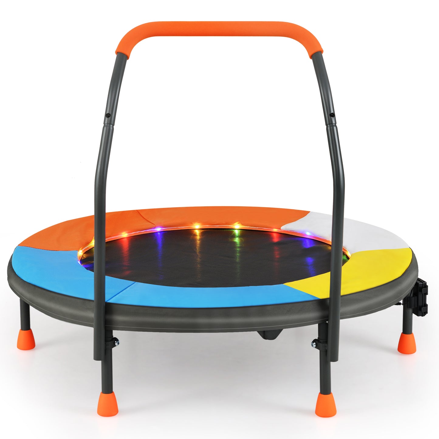 90 cm Folding  Mini Trampoline for Kids with Lights and Padded Safety Cover-Pink