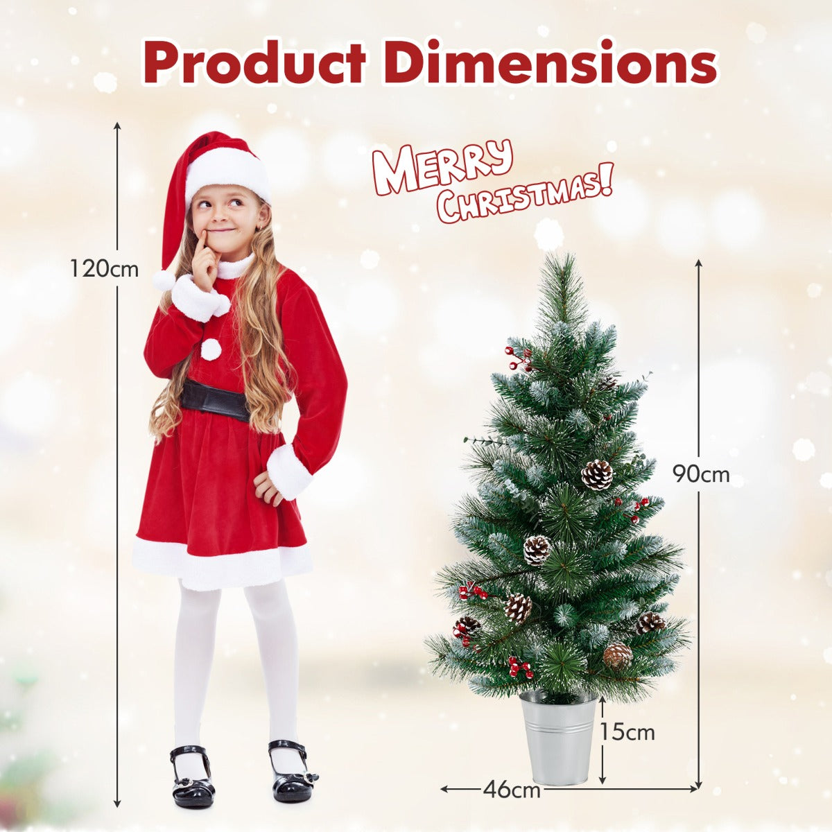 90CM Artificial Xmas Tree with 81 Branch Tips and Eucalyptus Leaves