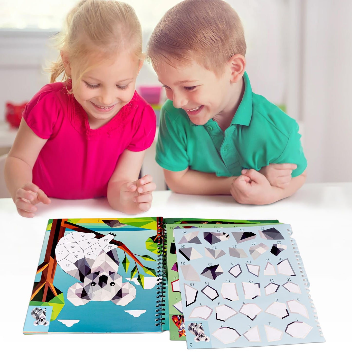 90shine 4-Pack Sticker Paint Books for Kids 4-8 — Dinosaurs, Marine & Land Animals, 40 Pictures