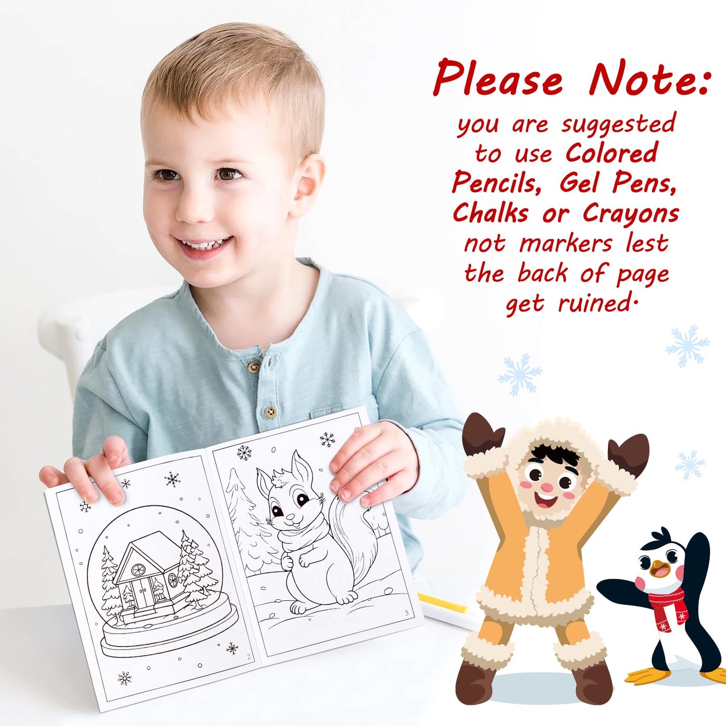 90shine 72PCS Winter Coloring Books for Kids – Party Favors & Gifts