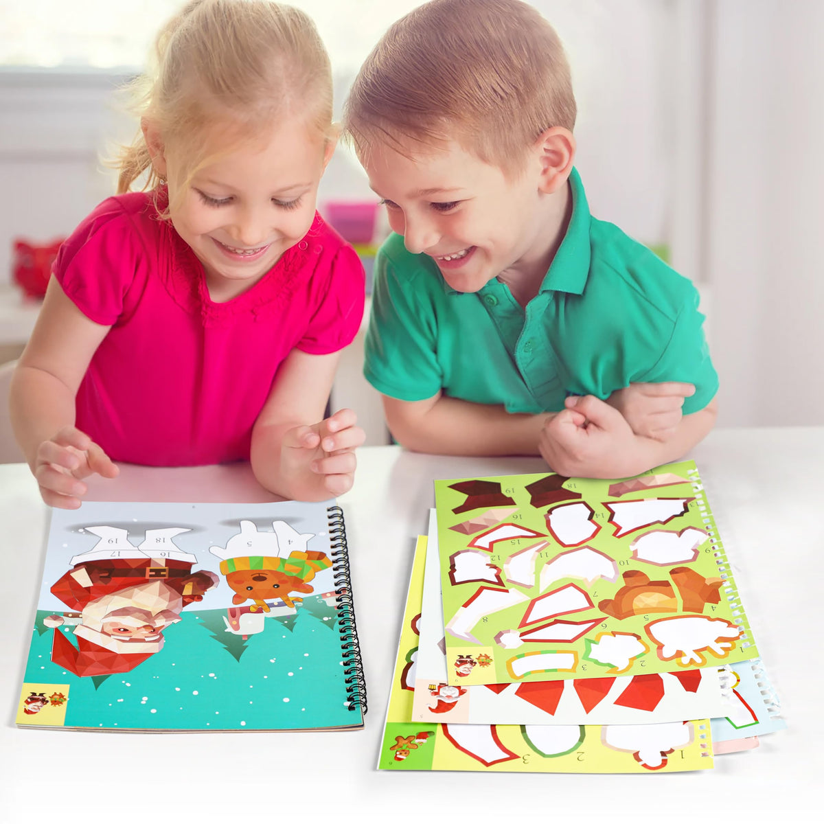 90shine 2-Pack Sticker Paint Books for Kids 4-8 – Create 22 Christmas Pictures