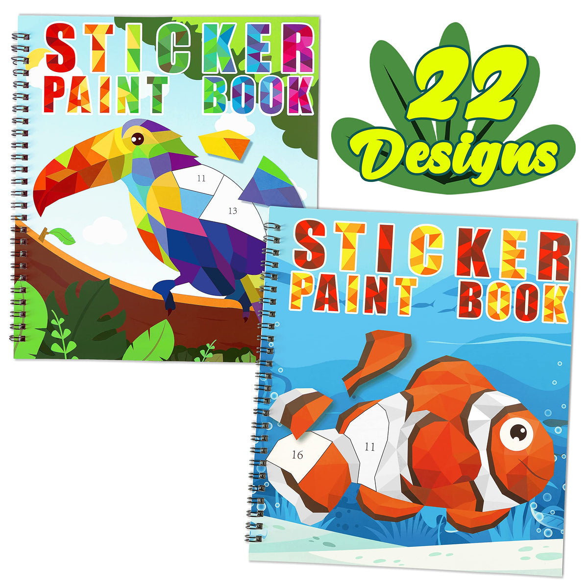 90shine 2PCS Sticker Books for Kids 4-8 – Animal Rainbow Designs | 22 Pictures