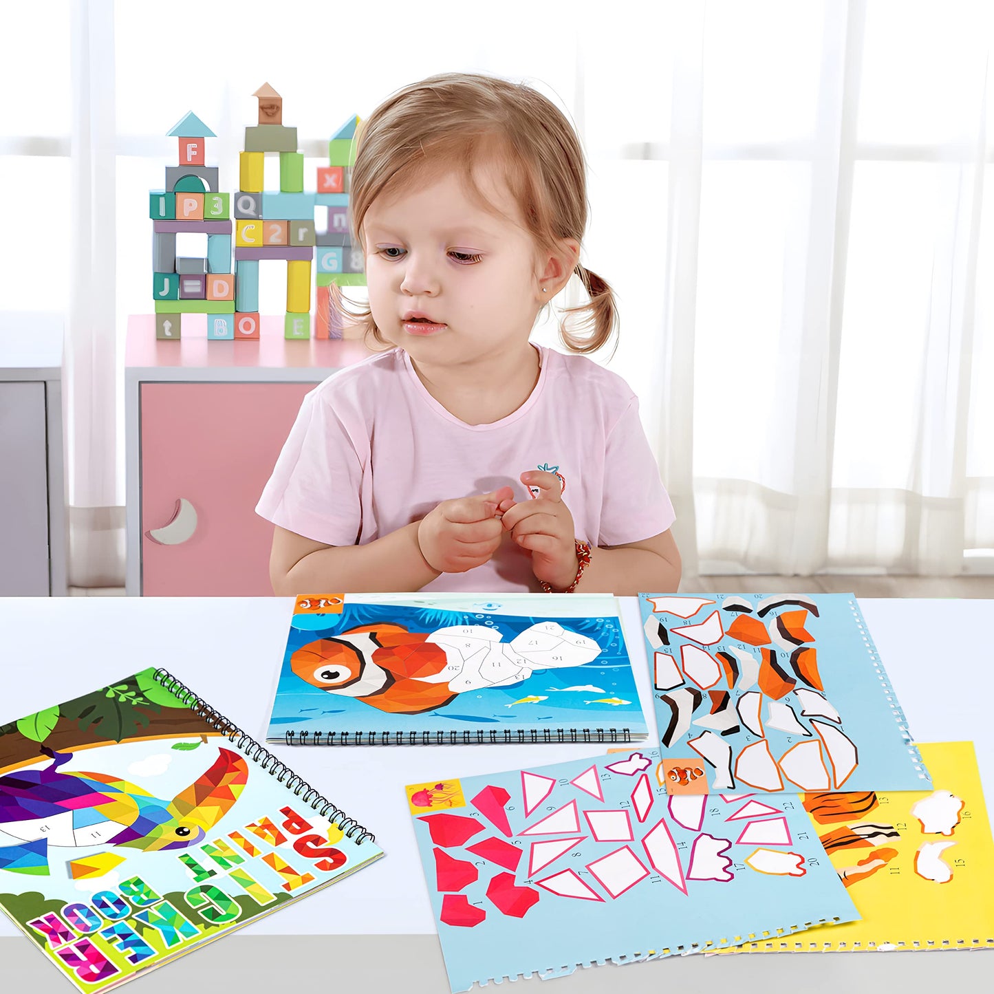 90shine 2PCS Sticker Books for Kids 4-8 – Animal Rainbow Designs | 22 Pictures