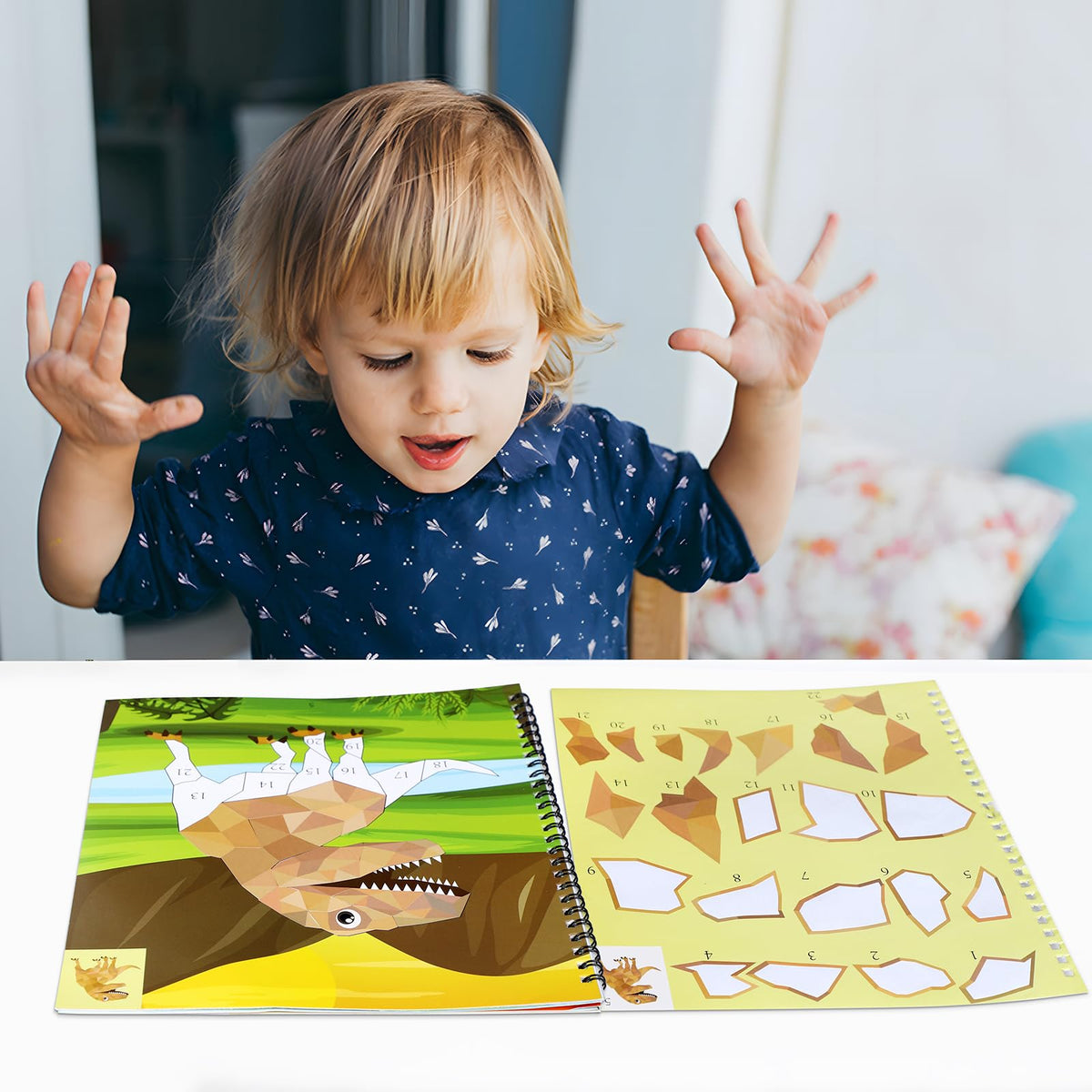 90shine 2-Pack Sticker Books for Kids 4-8: Dinosaur & Underwater World (22 Sheets)