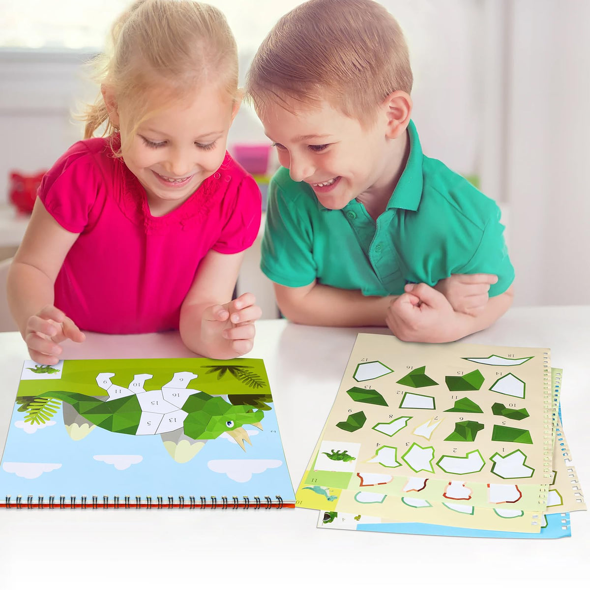 90shine 2-Pack Sticker Books for Kids 4-8: Dinosaur & Underwater World (22 Sheets)